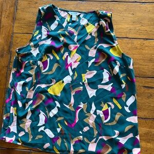 Nine West Teal blouse  with Multicolor Abstract Shapes women’s large never worn